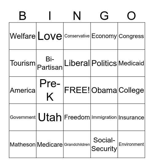 Let's Debate Bingo Card