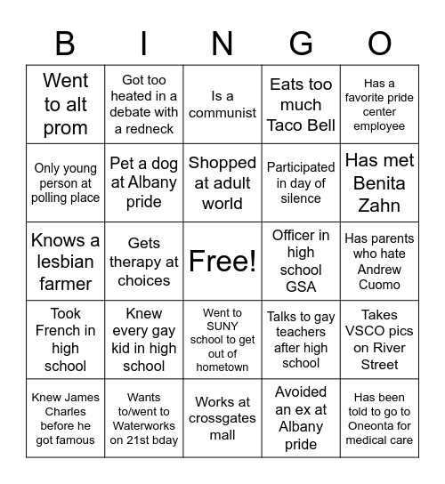 518 Gay Bingo Card