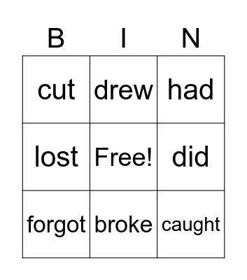 IRREGULAR VERBS Bingo Card