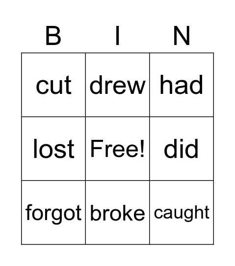 IRREGULAR VERBS Bingo Card
