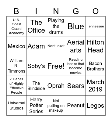 Fun Facts Bingo Card