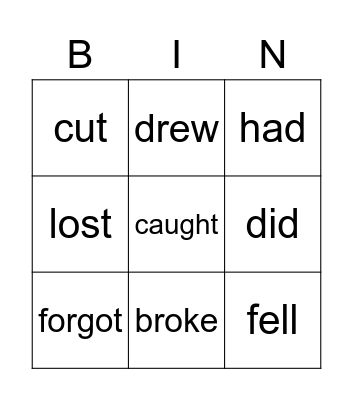 IRREGULAR VERBS Bingo Card