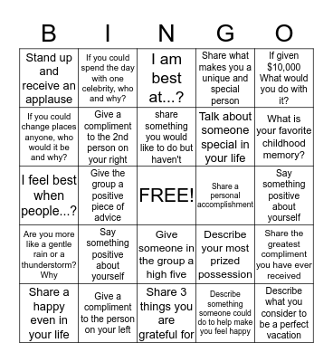 Social Bingo Card