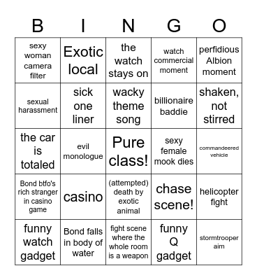 James Bond Bingo Card