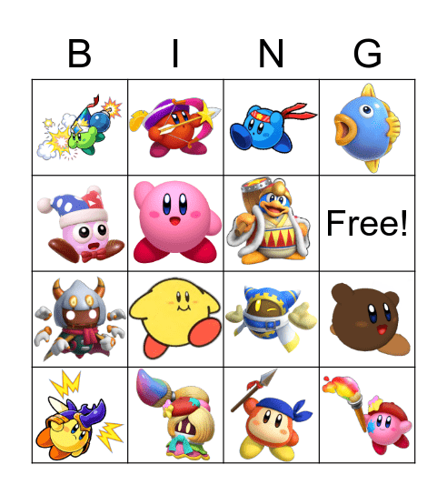 Kirby BINGO Card