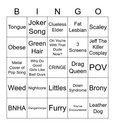 TIK TOK CRINGE Bingo Card