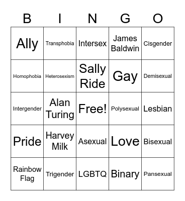 Pride Bingo Card