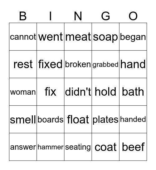 Lesson 17 Bingo Card