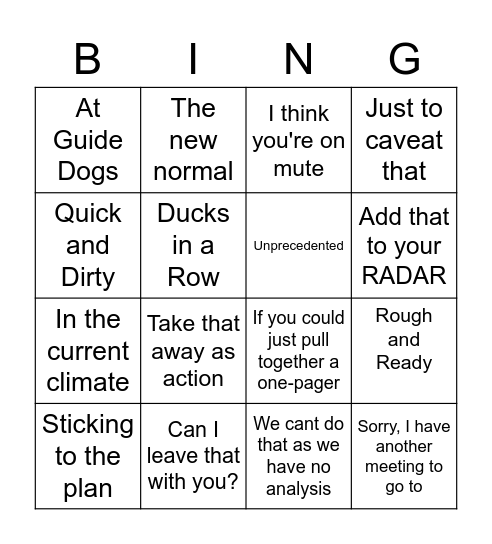 IG Bingo Card