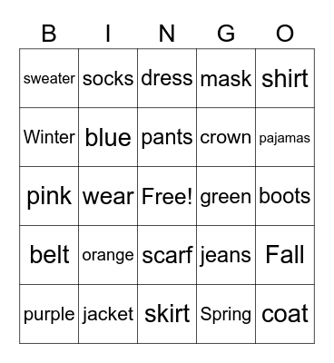 click3 Unit 4 Bingo Card