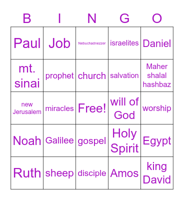 Bible Bingo!! Bingo Card