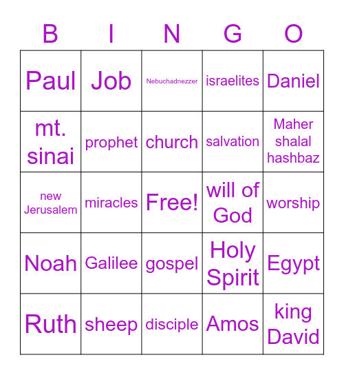 Bible Bingo!! Bingo Card