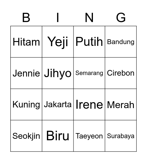 hhyanggi Bingo Card