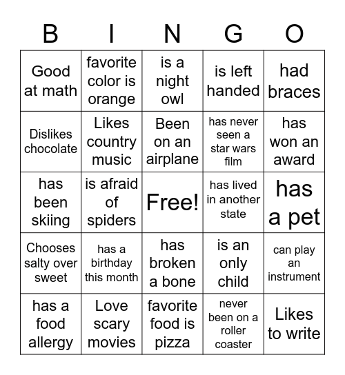 BINGO Card