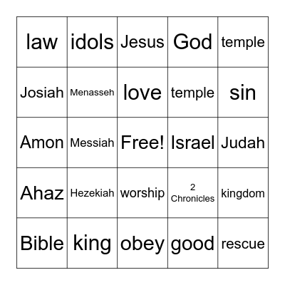 Hezekiah and Josiah Bingo Card