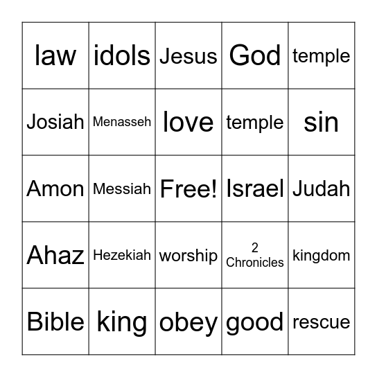 Hezekiah and Josiah Bingo Card