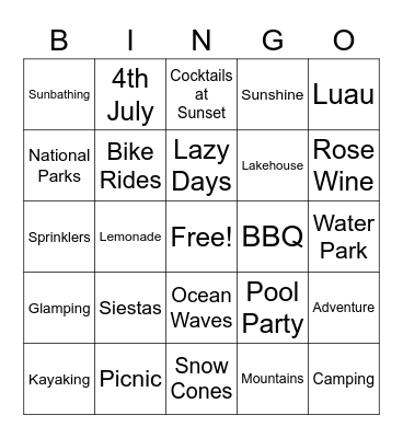 Summer Bingo Card