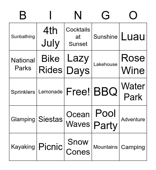 Summer Bingo Card