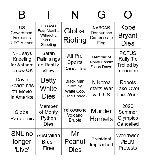 2020 Bingo Card