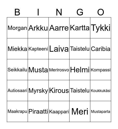 MERIROSVO BINGO Card