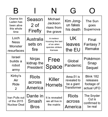 2020 Bingo Card