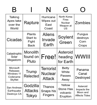 2020 Conclusion BINGO Card