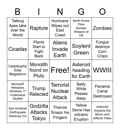 2020 Conclusion BINGO Card