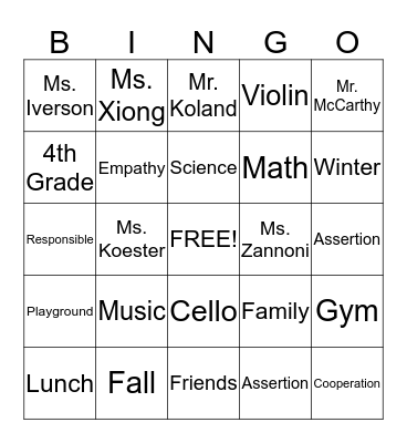 C.A.R.E.S. Bingo Card