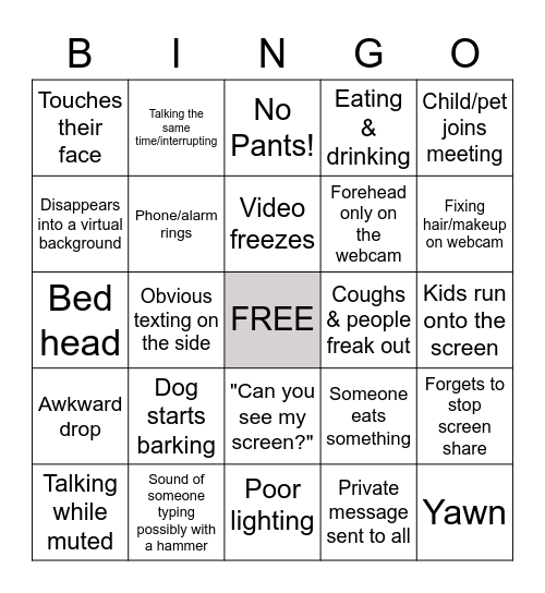 Creative Team Meeting Bingo Card