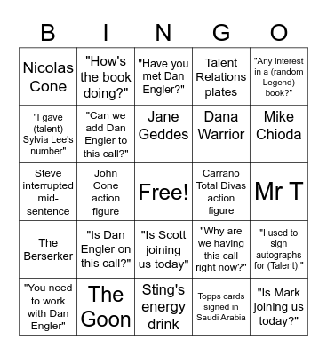 TR Call Bingo Card