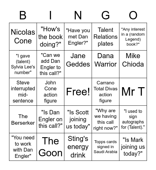 TR Call Bingo Card