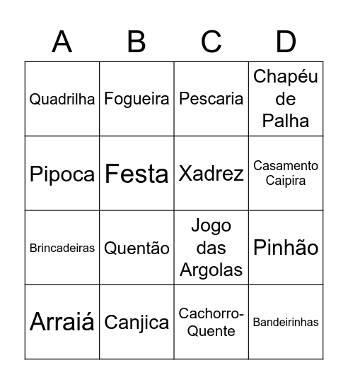Bingo de Festa Junina Bingo Card