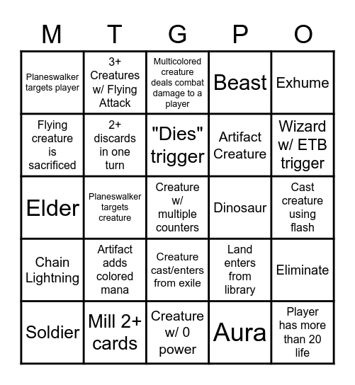 90s Magic Bingo Board 6/24 Bingo Card