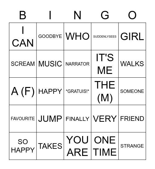 SAUTE! Bingo Card