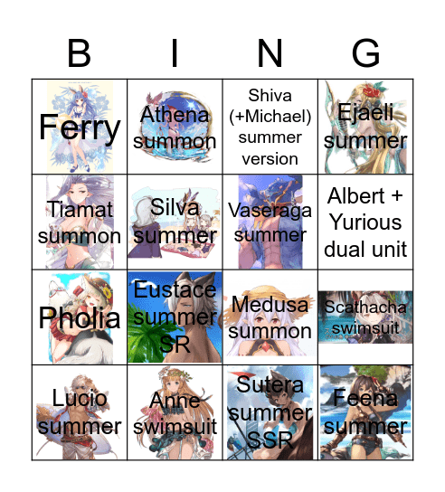 GBF SUMMER 2020! Bingo Card