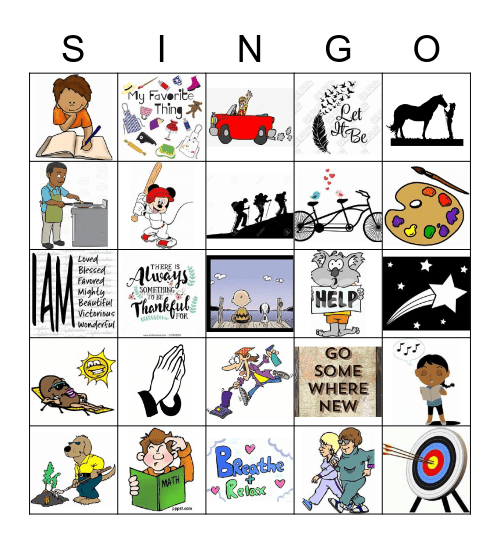 Musical coping skills bingo Card