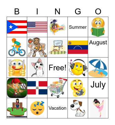 Summer Bingo Card