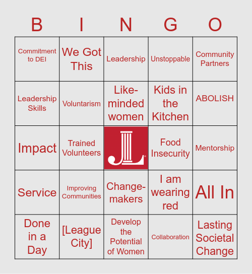 Junior League of Anywhere Bingo Card