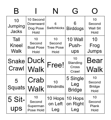 PT Bingo! Bingo Card