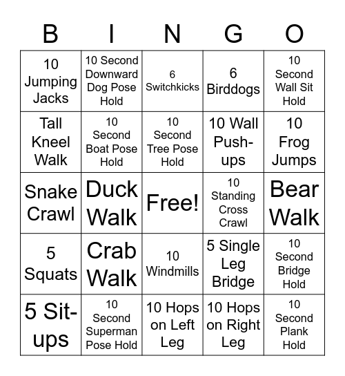 PT Bingo! Bingo Card