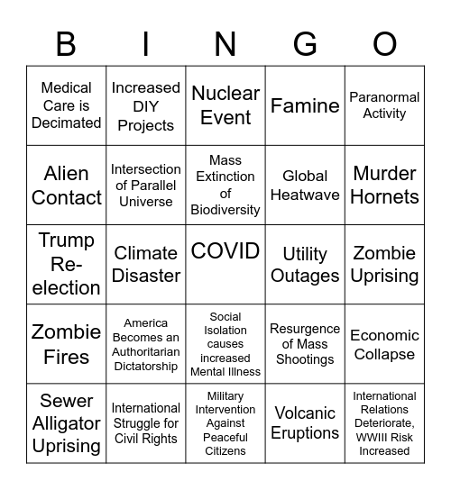 Apocalypse Bingo Card