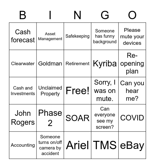 Asset Management Bingo Card
