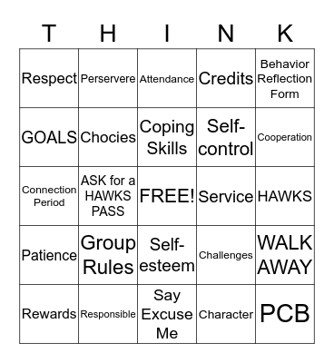 THINK FIRST BINGO Card