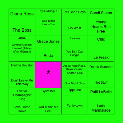 DISCO BINGO Card