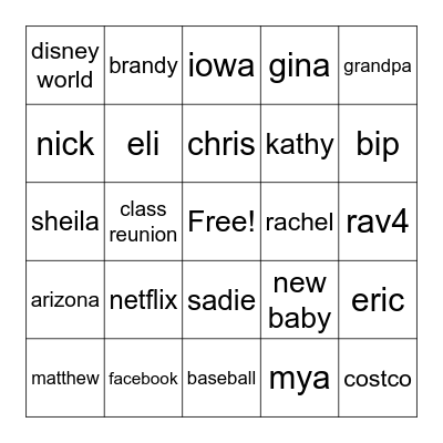 grandma bingo Card