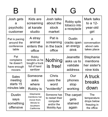 Two Men and a Truck Bingo Card