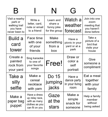 Bingo Challenge Bingo Card