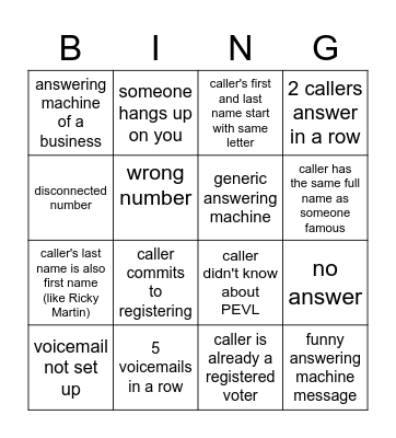 PPAZ Phone Bank Bingo Card