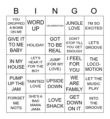 80'S DANCE Bingo Card