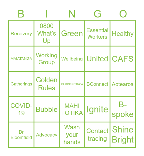 Barnardos Day Bingo Card